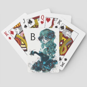 Day of the Dead Mexican Sugar Skull Girl Custom Poker Cards