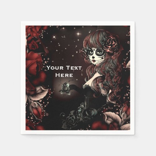 Day of the Dead Mexican Sugar Skull Red Party Napkins