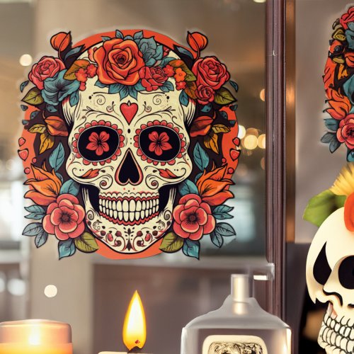 Day of the Dead Mexican Sugar Skull  Window Cling