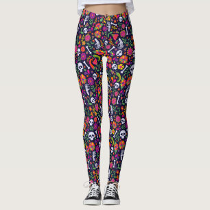Day of The Dead Mexico Symbols Leggings