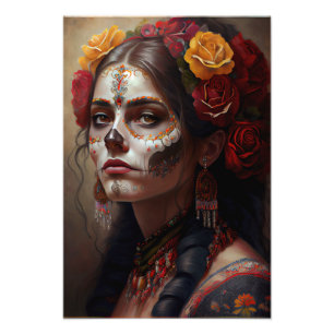 Day of the dead Mexico V3 - Women Oil paint Photo Print