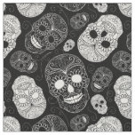 Day of the Dead Mosaic Art Black &amp; White Fabric