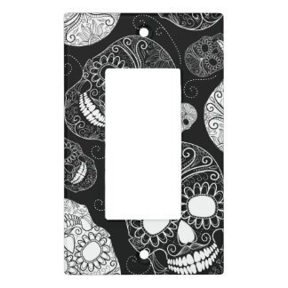 Day of the Dead Mosaic Art Black & White Light Switch Cover