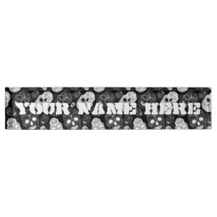 Day of the Dead Mosaic Art Black & White Nameplate