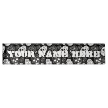 Day Of The Dead Mosaic Art Black & White Nameplate by GroovyFinds at Zazzle