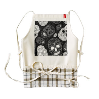 Day of the Dead Mosaic Art Black & White Zazzle HEART Apron