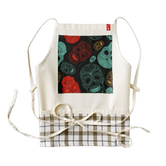 Day of the Dead Mosaic Art Red & Blue Zazzle HEART Apron