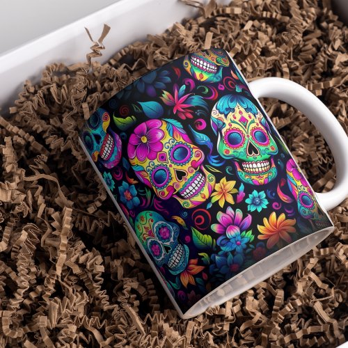 Day of the Dead Neon Sugar Skulls Mug