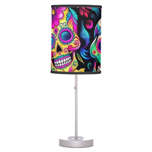 Day of the Dead Neon Sugar Skulls Table Lamp