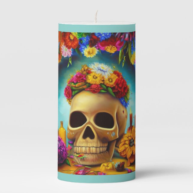 Day of the Dead Ofendra 6 Pillar Candle (Front)