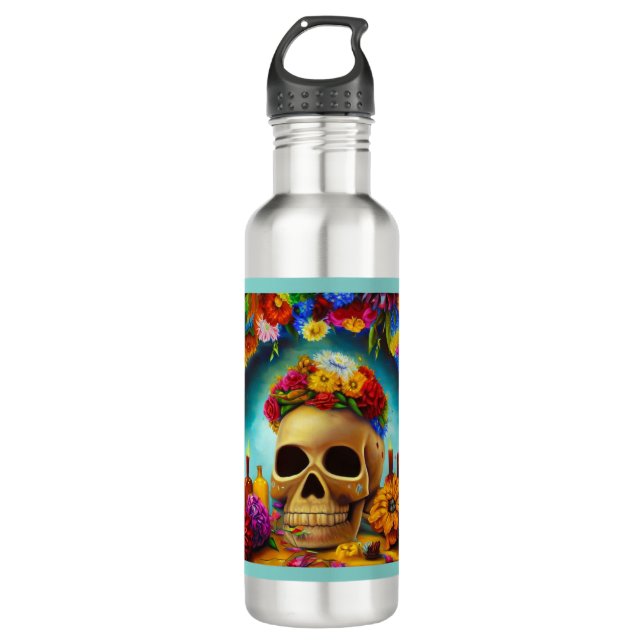 Day of the Dead Ofendra 6 Stainless Steel Water Bottle (Front)