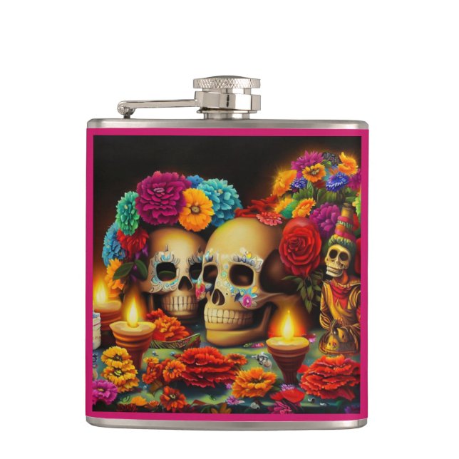 Day of the Dead Offrendas 3 Flask (Front)