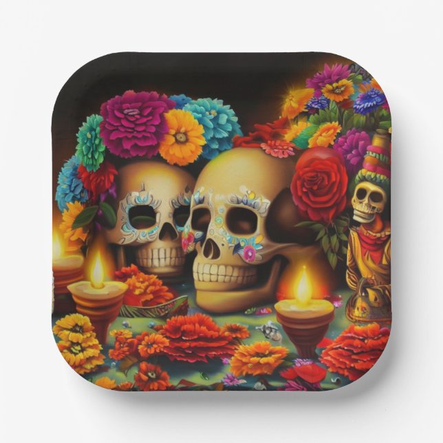 Day of the Dead Offrendas 3 Paper Plates (Front)
