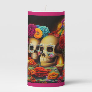 Day of the Dead Offrendas 3 Pillar Candle