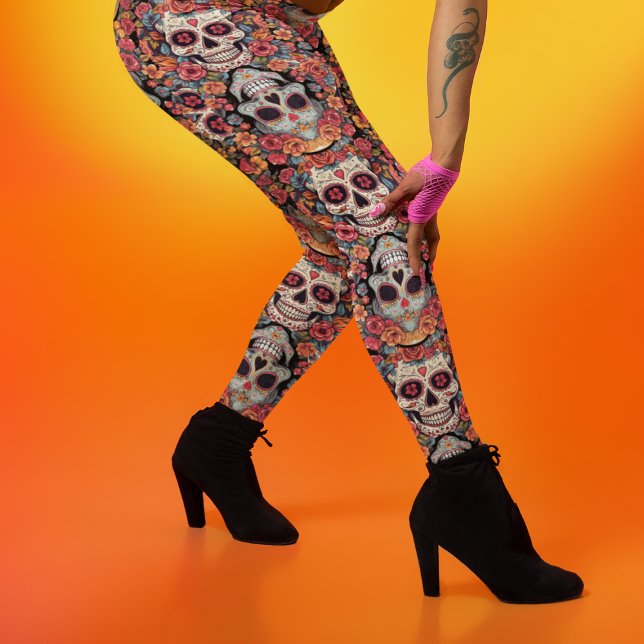 Day of the Dead or Halloween Sugar Skulls Leggings (Creator Uploaded)