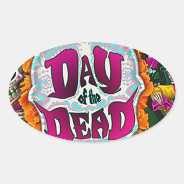 Day of the Dead Oval Sticker (Front)