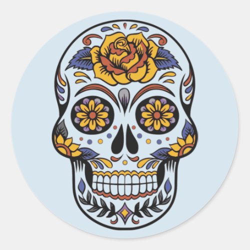 Day Of The Dead Painted Skull With Rose Stickers