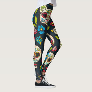 Day of the dead pattern leggings