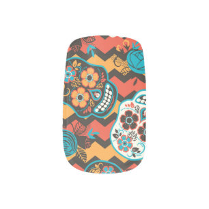 Day of the dead pattern minx nail art