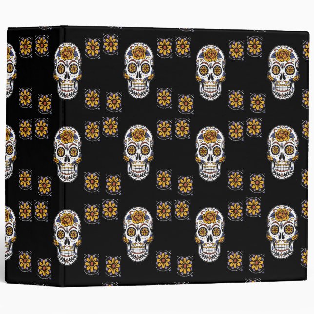 Day of the dead pattern notebook 3 ring binder (Front/Spine)