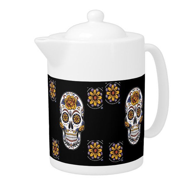 Day of the dead pattern teapot (Right)