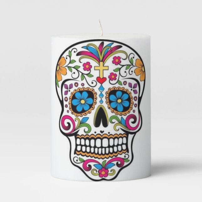 Day of the Dead Pillar Candle (Front)