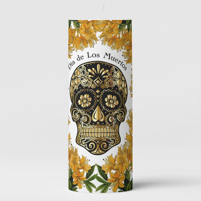 Day Of The Dead Pillar Candle (Front)