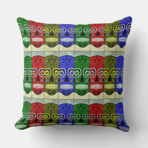 Day of the Dead Pillow Multi-Colored Sugar Skulls