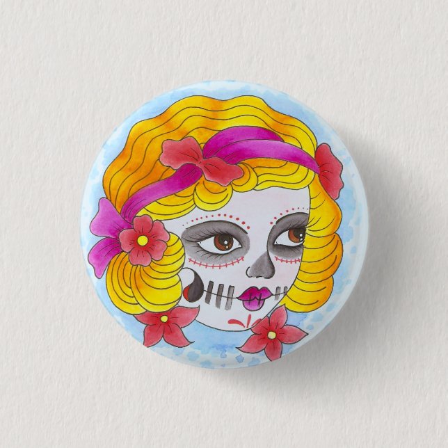 day of the dead pinback button (Front)