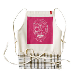 Day of the Dead Pink Skull Zazzle HEART Apron