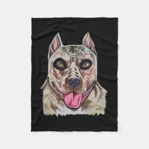 Day of the Dead Pitbull Fleece Blanket