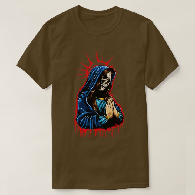 Day Of The Dead Praying La Calavera Catrina T-Shirt (Design Front)