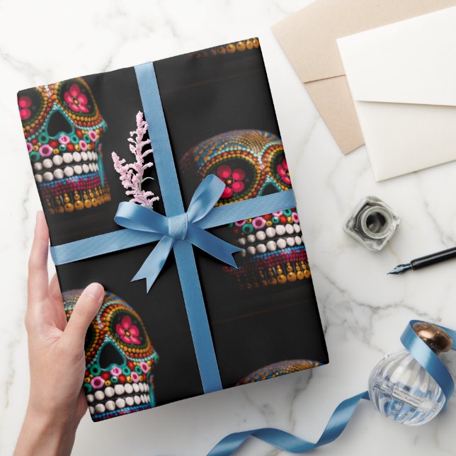 Day of the Dead, Pretty Macabre Skull Wrapping Paper (Gifting)