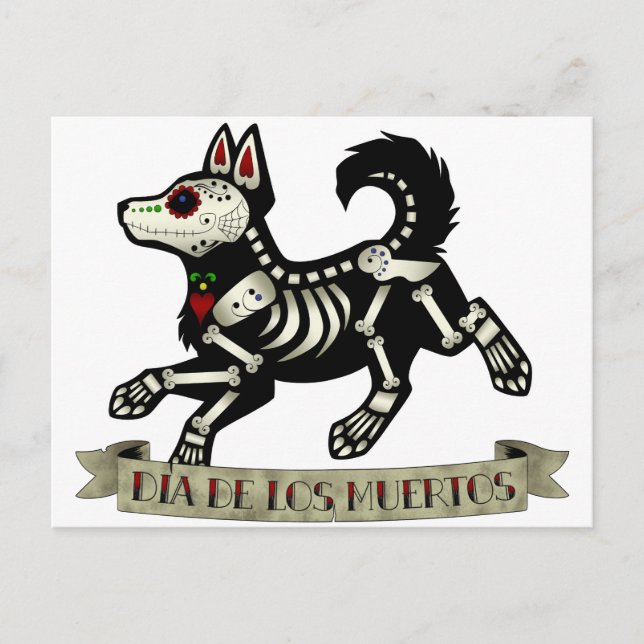 Day of the Dead Puppy Postcard (Front)