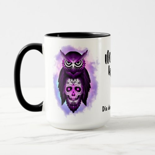 DAY OF THE DEAD PURPLE OWL SKULL MUG