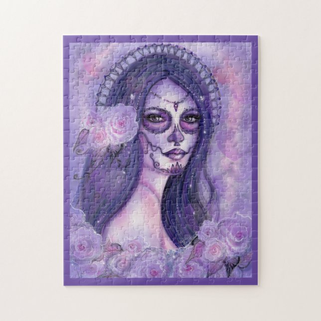 Day of the dead purple roses and butterflies Renee Jigsaw Puzzle (Vertical)