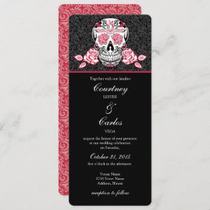 Day of the Dead Red Sugar Skull Wedding Invitation