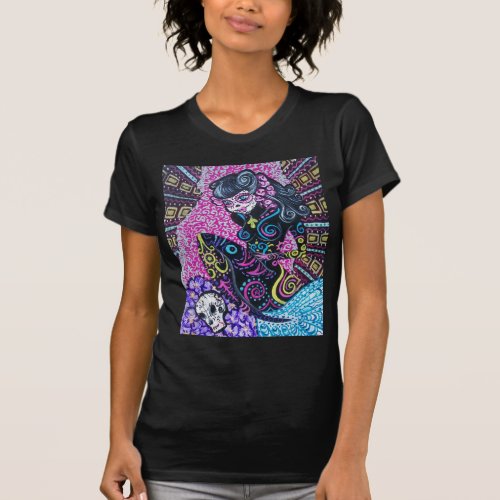 Day of the Dead Retro Mermaid T_Shirt