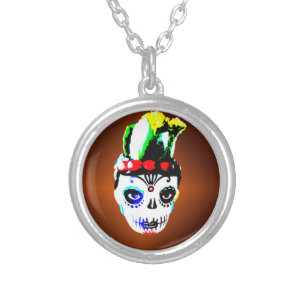 Day of the Dead Silver Plated Necklace