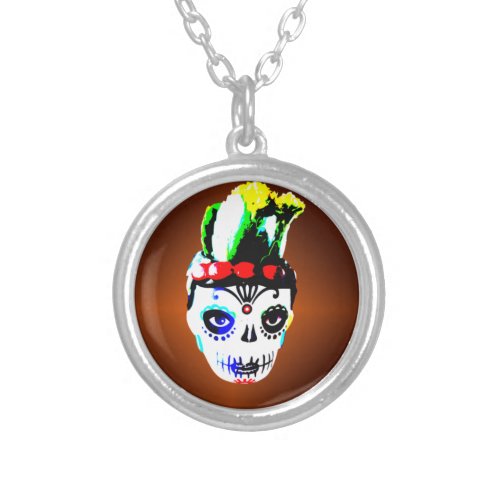 Day of the Dead  Silver Plated Necklace