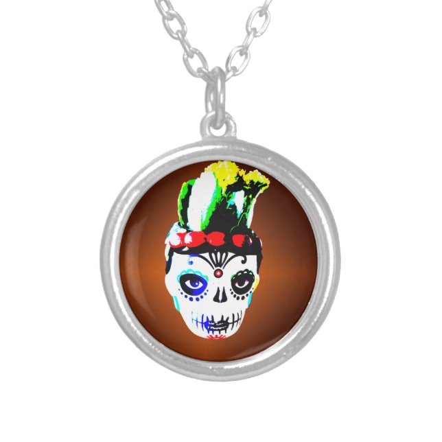 Day of the Dead  Silver Plated Necklace (Front)