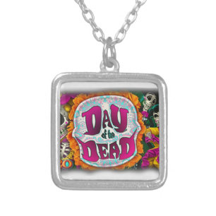 Day of the Dead Silver Plated Necklace