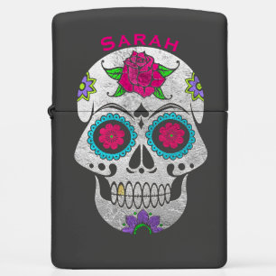 Day of the Dead Silver Skull Zippo Lighter