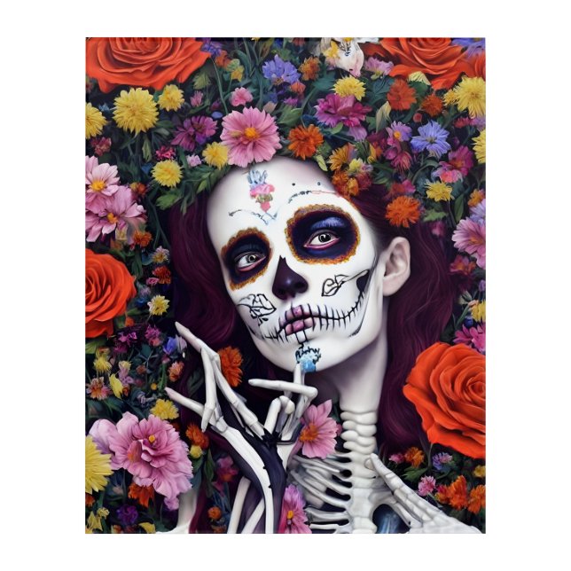 Day of The Dead Skeleton Acrylic Wall Art (Front)