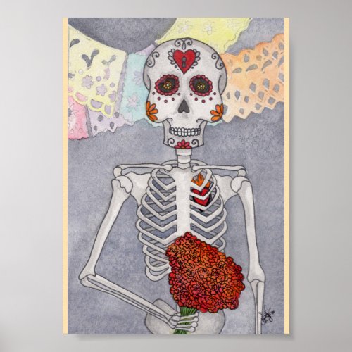 Day of the Dead Skeleton Art Print Miranda