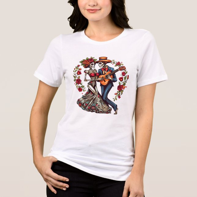 Day of the Dead Skeleton Dancing  Tri-Blend Shirt (Front)