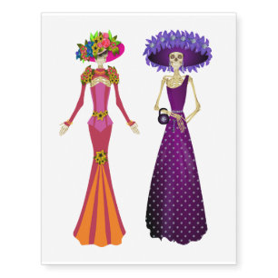 Day of the Dead Skeleton Doll Temporary Tattoos