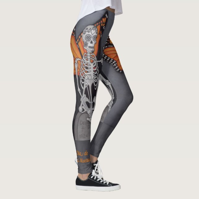 Day of the Dead Skeleton Leggings Custom Painting (Right)