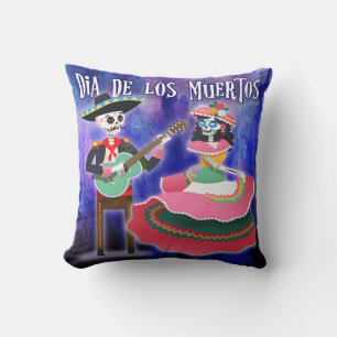Day of The Dead Skeletons Dia De Los Muertos Throw Pillow