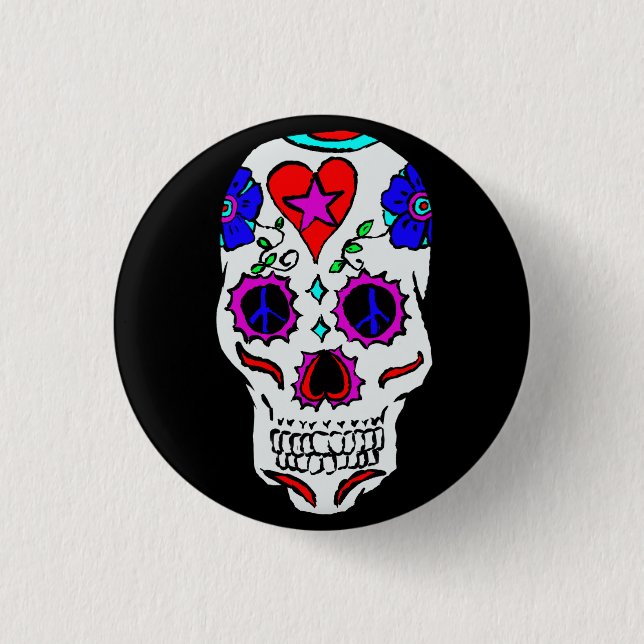 Day Of The Dead Skull Button (Front)